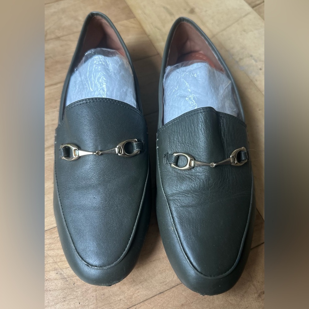 Coach Dark Green Leather Loafers